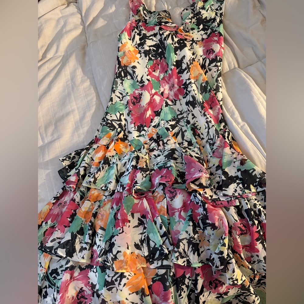 Lauren Ralph Lauren Mid-length Floral Sleeveless Ruffle Dress